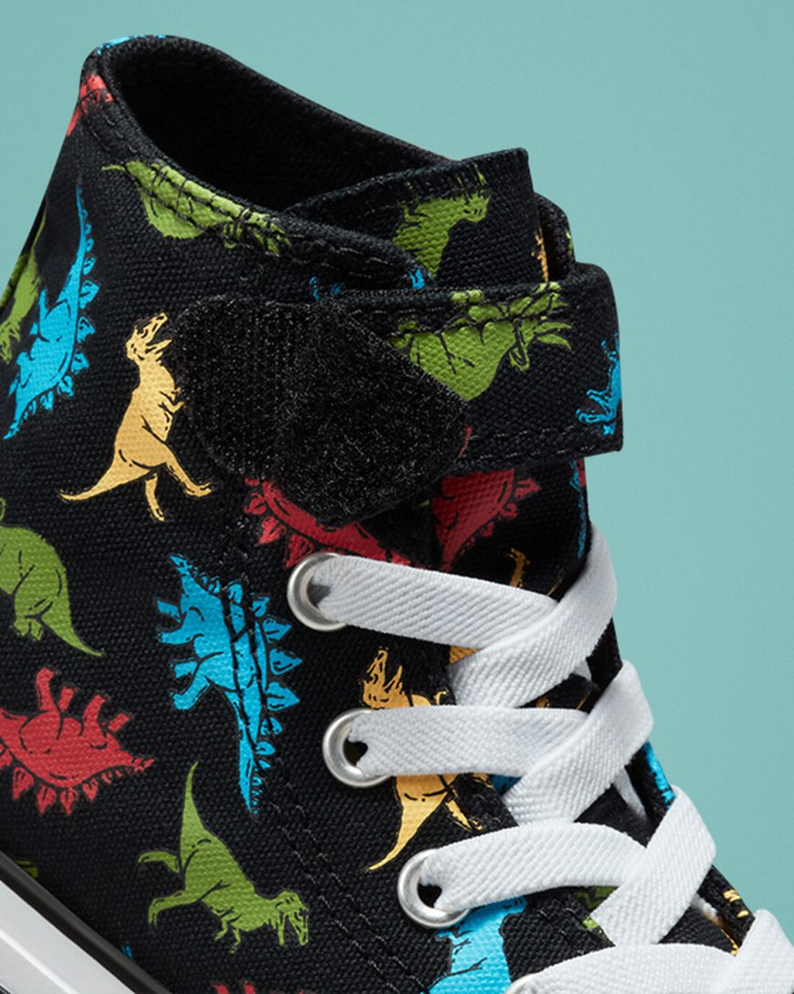 Dívčí Boty Vysoké Converse Chuck Taylor All Star Easy-On Dinosaurs Černé Červené Blankyt | CZ FDMO28